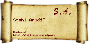 Stahl Arnó névjegykártya